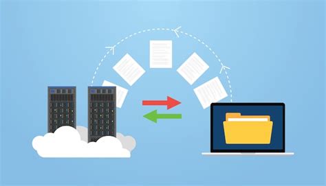 Premium Vector Data Migration On Server And Computer With Some Transfer File Concept With