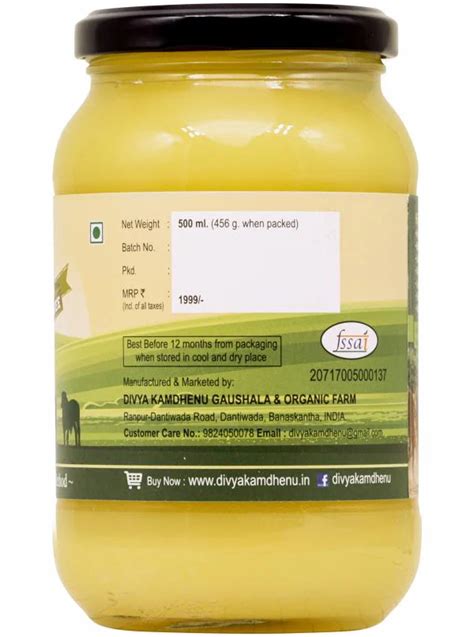 Divya Kamdhenu Bilona A Gir Cow Ghee Ml Glass Jar Packing Organic