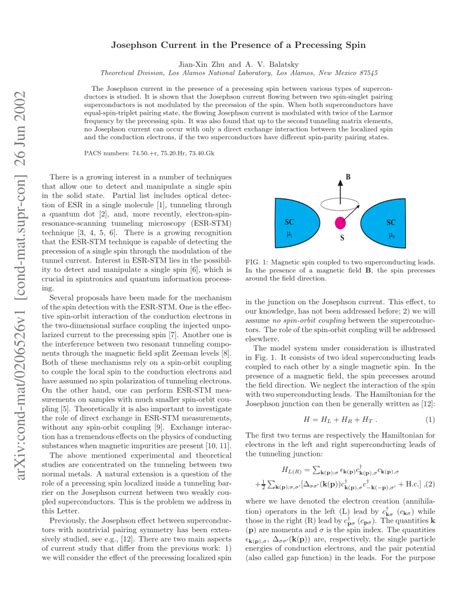 PDF Josephson Current In The Presence Of A Precessing Spin