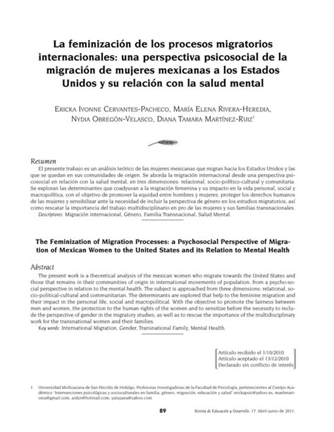 La Feminizaci N De Los Procesos Migratorios Internacionales Una