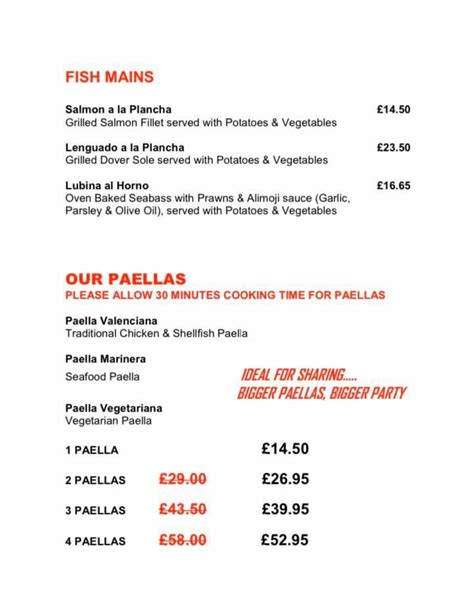 Menu at La Campana (Spanish Tapas Bar), Haywards Heath