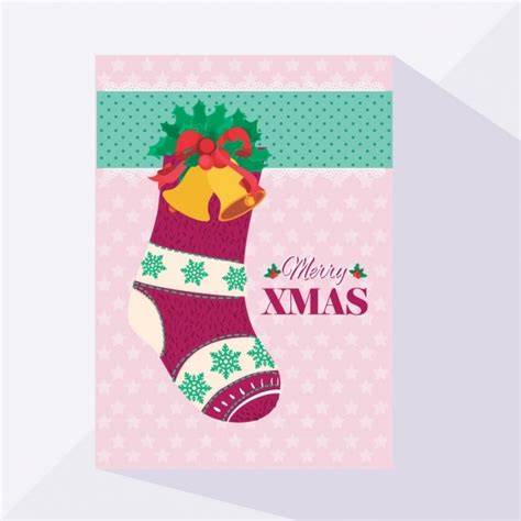 Free Vector Greeting Card With Christmas Sock