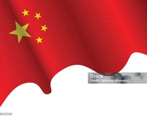 Bendera China Berkibar Dengan Ilustrasi Vektor Latar Belakang Putih