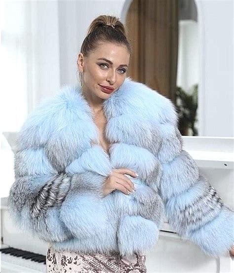 White Fox Blue And White Fur Jacket Fur Coat Fur Fashion Fox Fur