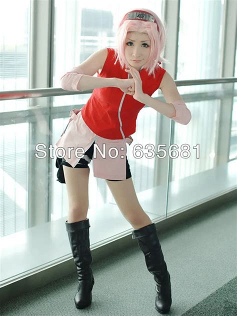 Cos Cosplay Naruto Haruno Sakura Cosplay Costume Clothing Set Red In