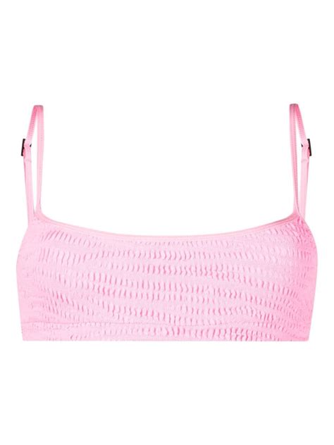 Bond Eye Crinkled Bandeau Bikini Top Pink Editorialist