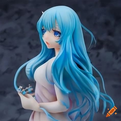 Anime Figure With Long Dark Blue Hair Holding A Blue Jewelry On Craiyon