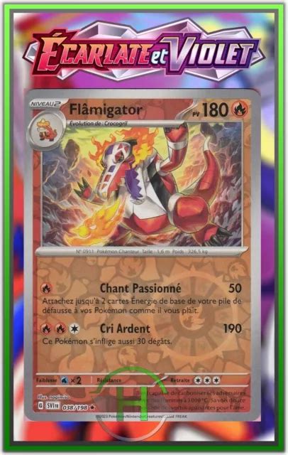 FLÂMIGATOR REVERSE EV1 Écarlate et Violet 038 198 Carte Pokémon