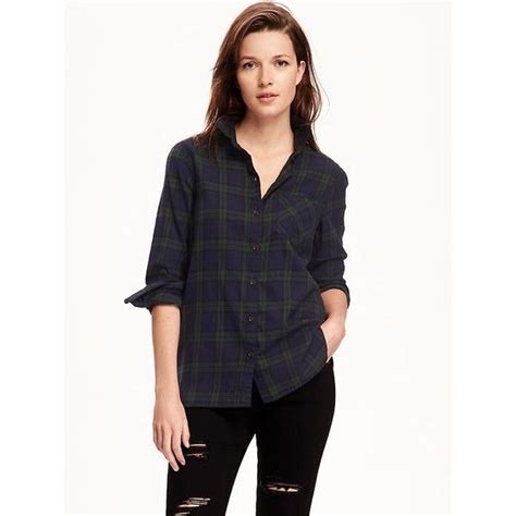 Old Navy Womens Classic Flannel Shirt 11 765 Clp Liked On Polyvore Featuring Tops Black Watch