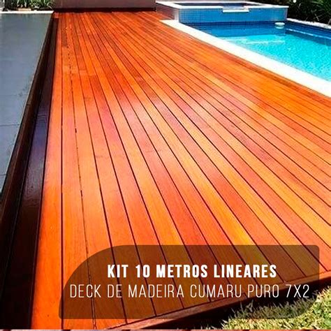 Kit 10 metros Lineares Deck de Madeira 7cm Cumaru Puro Cor única