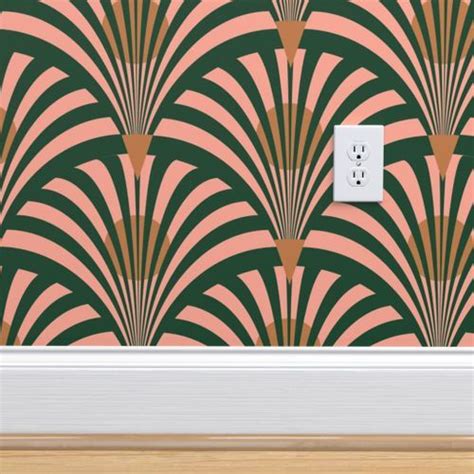 A Pink And Green Wall With An Art Deco Design