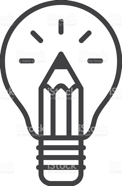 Pencil Light Bulb Vector Line Icon Files Included Vector EPS 10