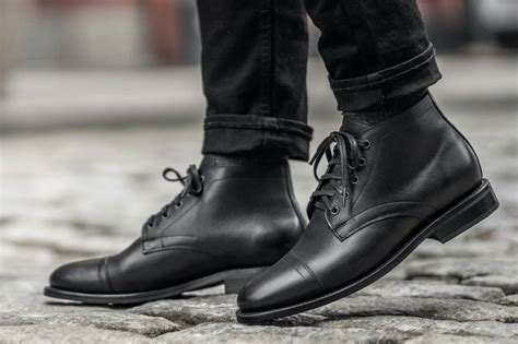 Mens Cadet Lace Up Boot In Black Leather Thursday Boot Company