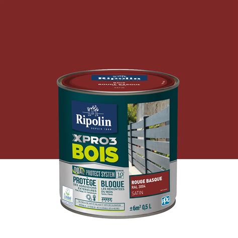 Peinture Extérieure Bois Xpro3 Ripolin Rouge Basque Satiné 05l Leroy