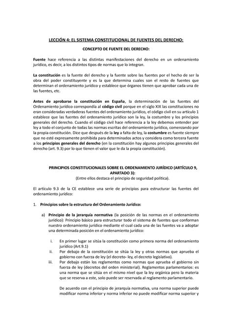 Lecci N Lecci N El Sistema Constitucional De Fuentes Del Derecho