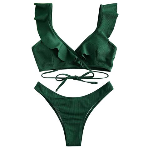 Msjuheg Bikini Tops Full Coverage Bottoms Piece Bikini Sets Knot Front Bathing Suit For Women