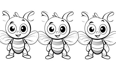 A Set Of Cartoon Bees With Different Expressions Stock Illustration