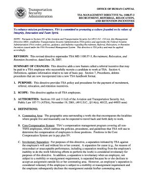 Fillable Online Tsa Recruitment Referral Relocation And Retention