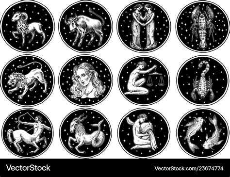 Zodiac Icons Astrology Horoscope With Signs Vector Image