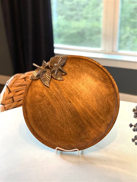 Wooden Lazy Susan Centerpiece Tray Adorned With Intricate - Etsy