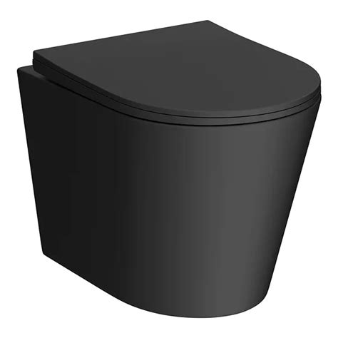 Arezzo Matt Black Rimless Wall Hung Toilet Incl Soft Close Seat Wall