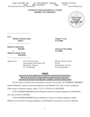 Fillable Online Vtb Uscourts ORDER GRANTING IN PART DEFENDANT S MOTION