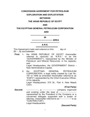 Fillable Online Concession Agreement For Petroleum Fax Email Print