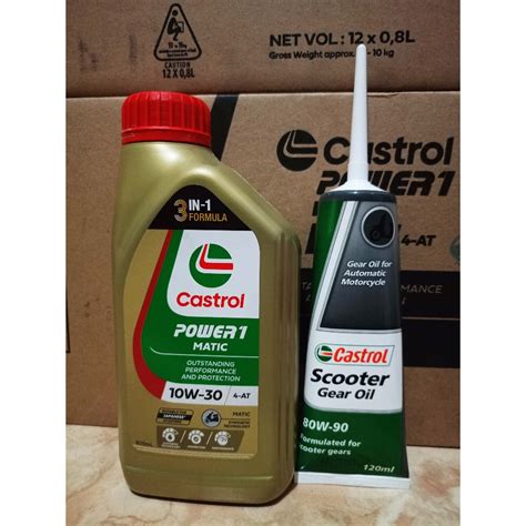 Jual PAKET OLI MESIN CASTROL POWER 1 MATIC 10W 30 800ML DAN GARDAN GEAR