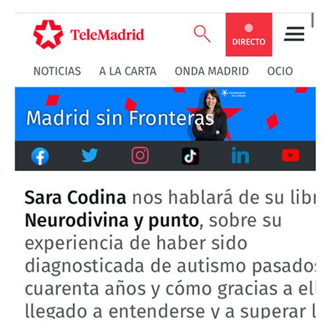 Medios de comunicación MUJER Y AUTISTA SARA CODINA