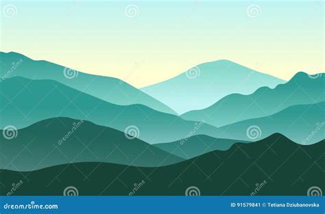 Green Mountains Landscape Vector Illustration Of Nature Stock Vector