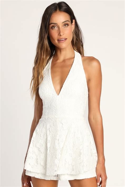 White Romper Lace Romper Halter Romper Skort Romper Lulus