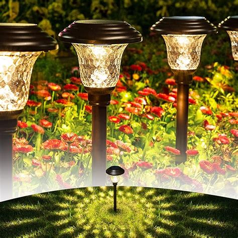 Gigalumi 8 Pack Solar Pathway Lights Solar Garden Lights Outdoor Warm