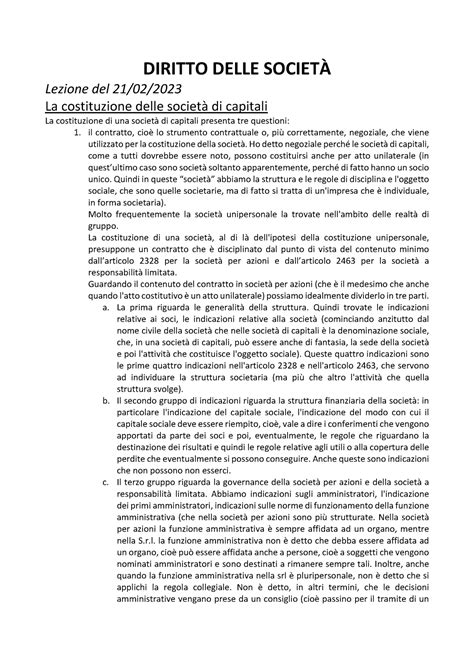 Diritto Delle Societ Diritto Delle Societ Lezione Del La