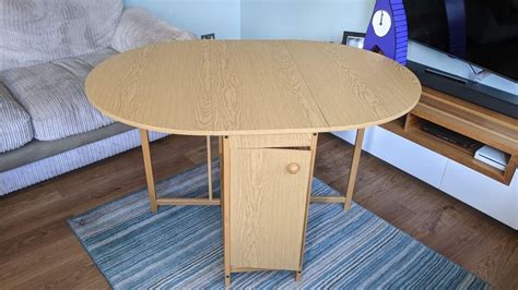 Oval Folding Dining Table And 4 Chairs Oak Stain Ebay