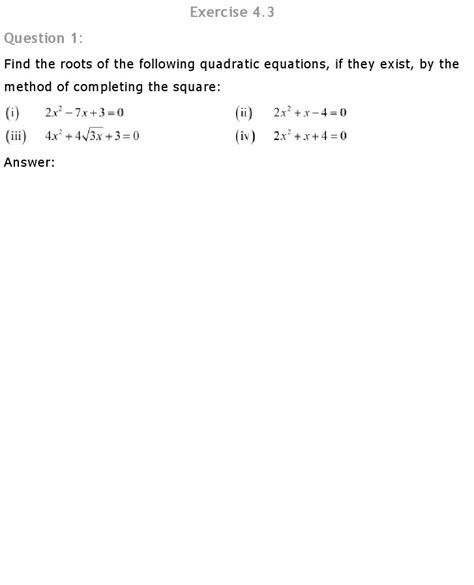 Ncert Solutions Class 10 Maths Ch 4 Quadratic Equations