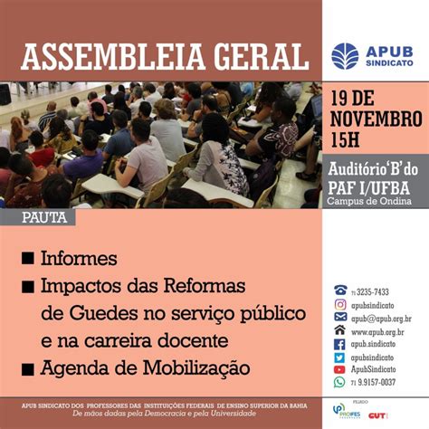 Apub Convoca Assembleia Para Debater Reformas Do Estado E Organizar