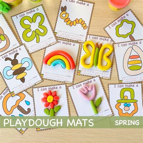 Printable Play Dough Mats Montessori Spring Printables Play Etsy