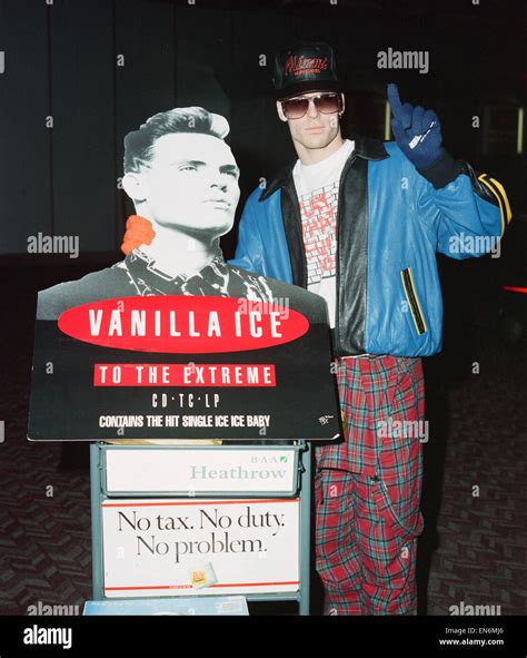 American Rapper Vanilla Ice At Theathrow Airport With A Cardboard Cut