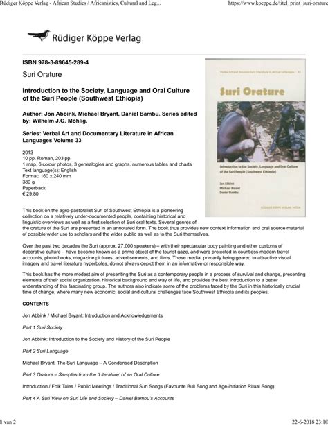 (PDF) Suri Orature - Introduction to the Society, Language and Oral Culture of the Suri People ...