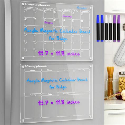 Buy HIIMIEI Monthly And Weekly For Fridge 2 Set Clear Acrylic Magnetic