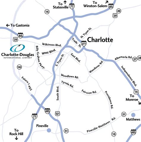 Charlotte Airport Location Map - MapSof.net