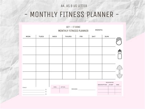 Monthly Fitness Printable Planner Fitness Tracker Workout Etsy Australia