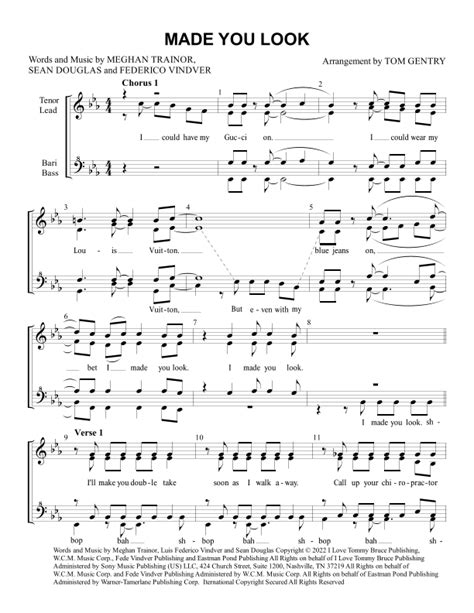 Made You Look Arr Tom Gentry By Meghan Trainor Sheet Music For Ssaa