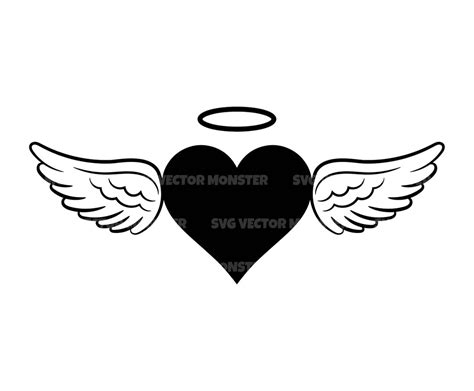 Angel Heart Svg Angel Wings Svg Halo Svg Loss Memorial Etsy