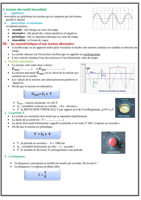 Le Courant électrique Alternatif Sinusoïdal Résumé De Cours 3