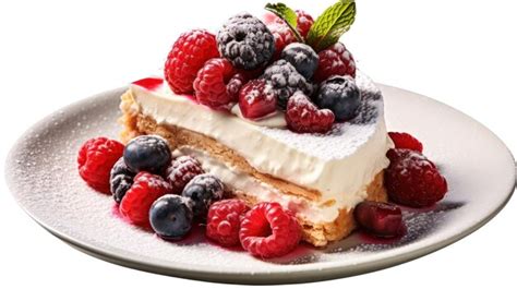 Premium Ai Image A Slice Of Cheesecake With Raspberries And Raspberries