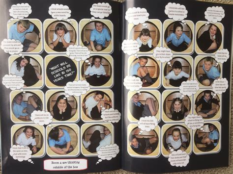 Thinking Outside Of The Box Year Book Page 2015 Yearbook Themes Yearbook School Magazine Ideas