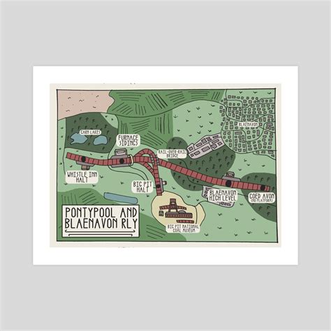 Pontypool and Blaenavon Railway Illustrated Map, an art print by Harry Todhunter - INPRNT