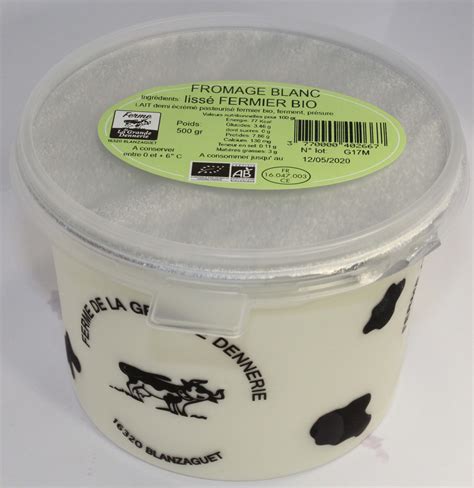 Fromage blanc lissé fermier bio 500 g Le Potager De Couleau