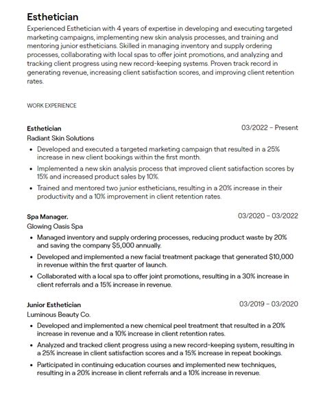 1 Esthetician Resume Examples With Guidance